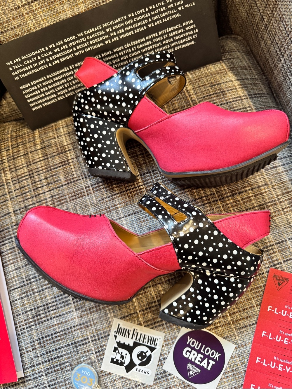 John Fluevog Berry & Dots Platform Mary Jane Heels - Picture 4 of 5
